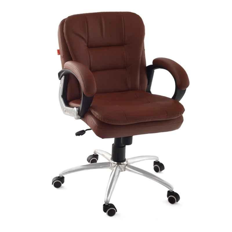 Da Urban Kenzo Brown Mid-Back Swivel Ergonomic Leatherette Padded Desk Computer Office Chair with Armrests