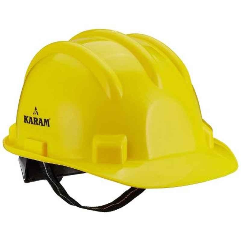 Karam Yellow Plastic Cradle Ratchet Type Safety Helmet, PN-521 (Pack of 2)