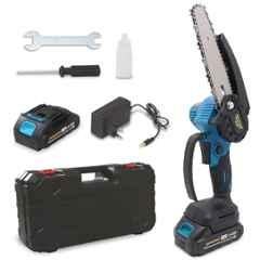 Tomahawk 21V 2Ah Portable Handheld Brushless Motor Cordless Chainsaw with 8 inch Bar, 2 Batteries & Charger for Gardening & Wood Cutting, SAW-8042