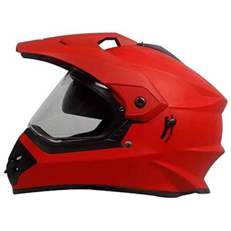 Steelbird Bang ABS Matt S.Red Motocross Helmet with P Cap, Size: (L, 600 mm)