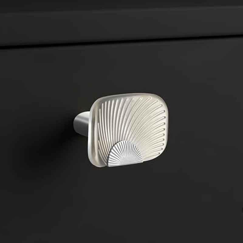 Plantex Knobs for Drawers/Drawer Knobs/Rectangle Knob for Cabinets/Pull-Push Knob for Kitchen/Bedroom/Drawer Satin Steel & Chrome