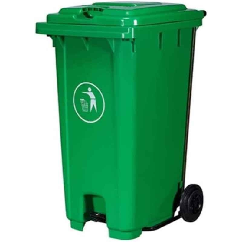 FHT 240L Green Large Outdoor Trash Can with Lid Pedal Recycling Bins