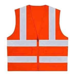Swati Nylon Sleeveless Orange Industrial Safety Jacket, Size: L