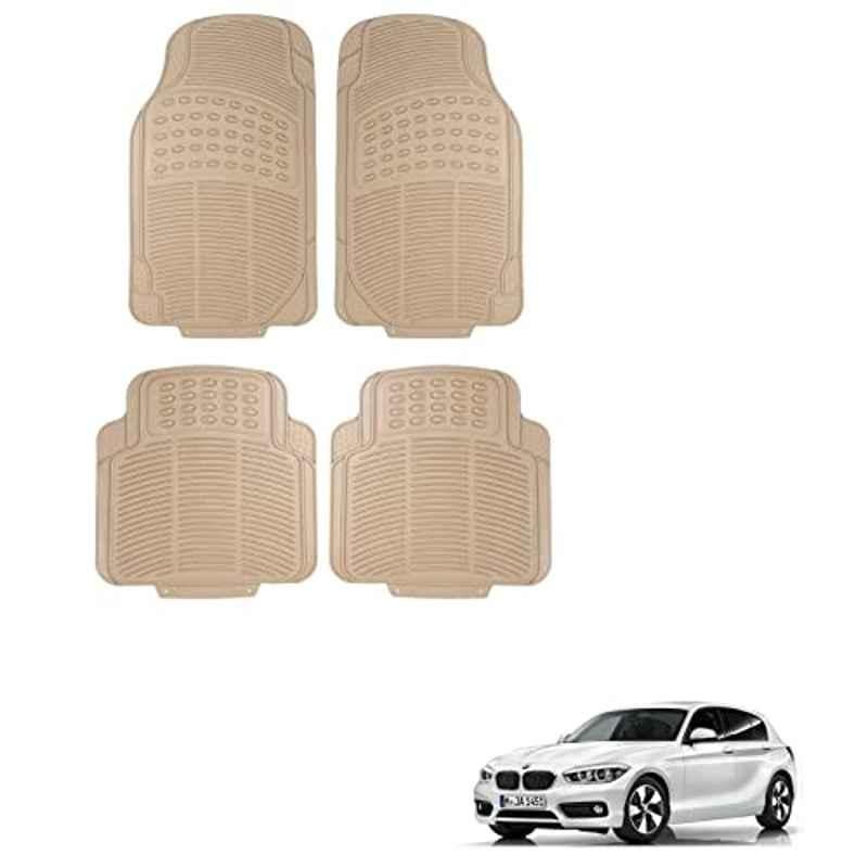 Kozdiko 4 Pcs Rubber Beige Car Simple Floor Mat Set for BMW 1 Series