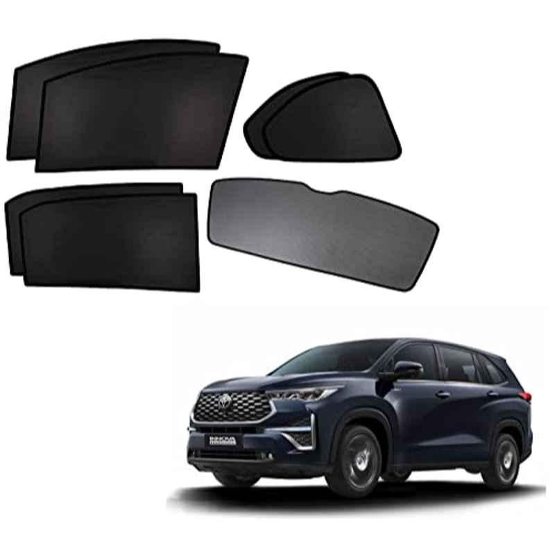 Kozdiko 5 Pcs Polyester Black Non Magnetic Window & Rear Sun Shades Set for Toyota Innova Hycross, ASDF29