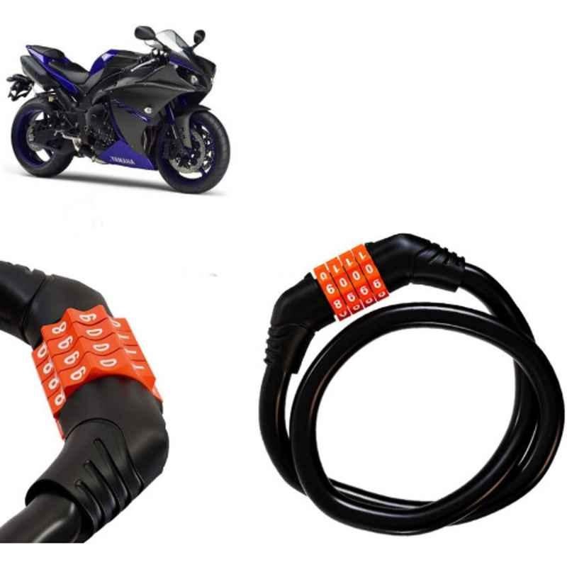 Auto Pearl Black & Orange 4 Digit Anti-Theft Combination Number Lock for YZF R1