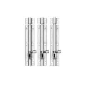 Fastgear Stainless Steel Silver Matt & Glossy Finish Push to Close Tower Bolt, FG2189 (Pack of 3)