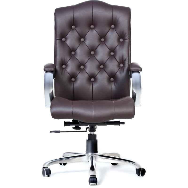 Chair Garage PU Leatherette Chocolate Brown Adjustable Height Office Chair with Back Support, CG113