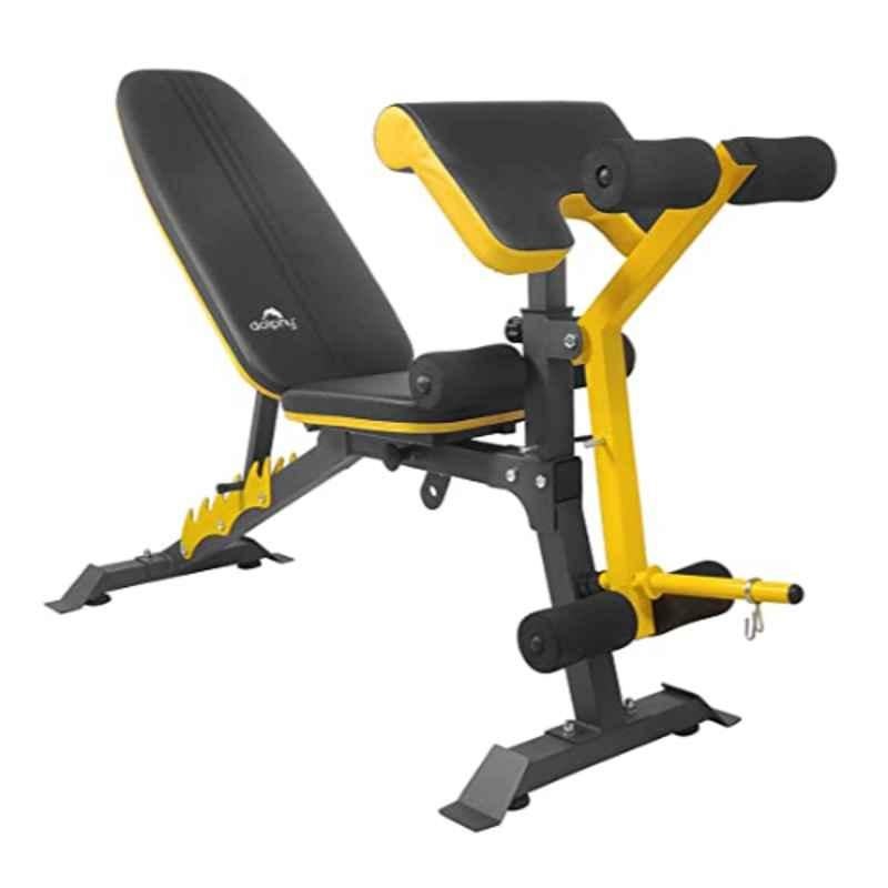 Dolphy 200kg Alloy Steel Black & Yellow Adjustable Weight Bench Exerciser, DGSUPB0007