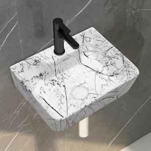 Plantex Wall Mounted Wash Basin for Bathroom/Designer Ceramic Washbasin/Rectangle Small Basin for Handwash/Home/Office (16x12x4.5 Inch)