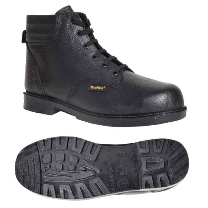 Vaultex VNA Leather Black Safety Shoes, Size: 45