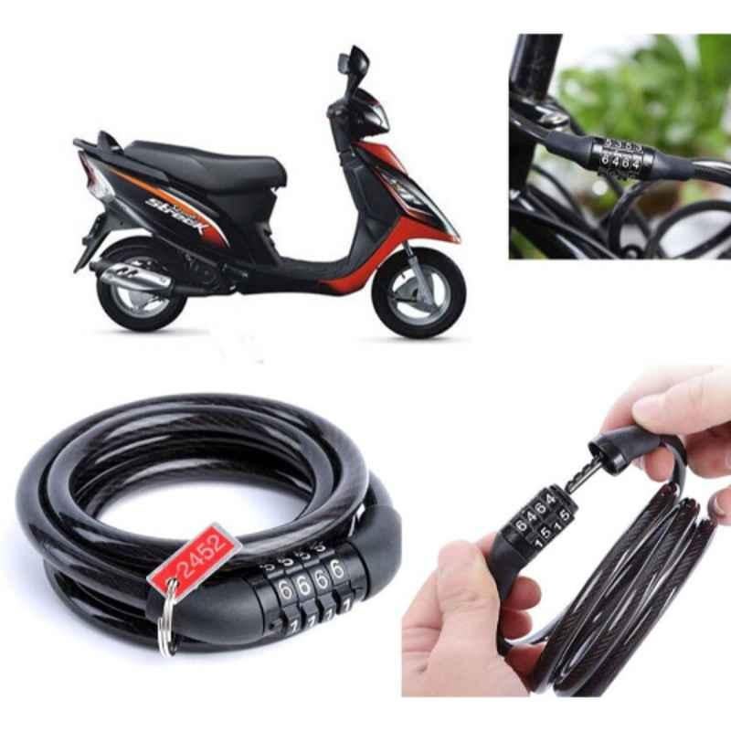 Auto Pearl PVC & Plastic Black Combination Cable Lock for Streek