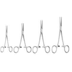 Forgesy 4 Pcs 5, 6, 8 & 10 inch Stainless Steel Silver Straight Artery Forceps Set, SE11