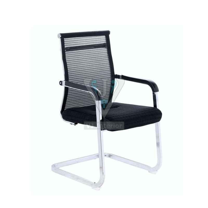 VJ Interior 17x19 inch Visitant Fix Frame Chair In Black Net Fabric, VJ-701
