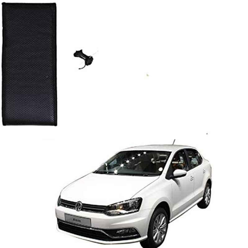 Kozdiko Faux Leather Black Stitchable Steering Wheel Cover for Volkswagen Ameo