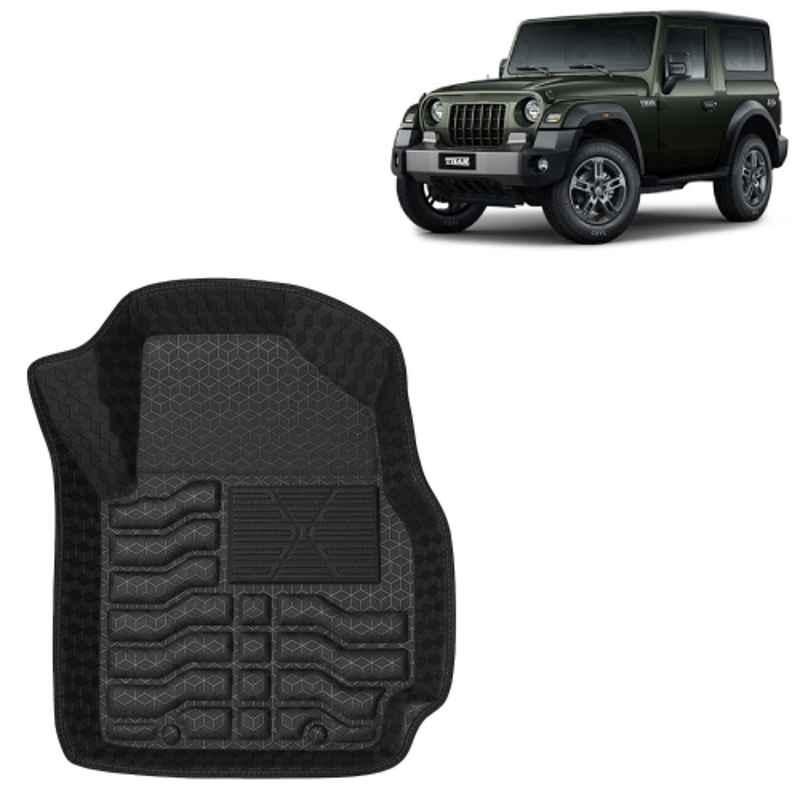 Kingsway 3 Pcs Premium 4.5D 100% Waterproof Tray Shape PVC Black Car Floor Mat Set for Mahindra Thar Automatic 2025 Onwards All Model