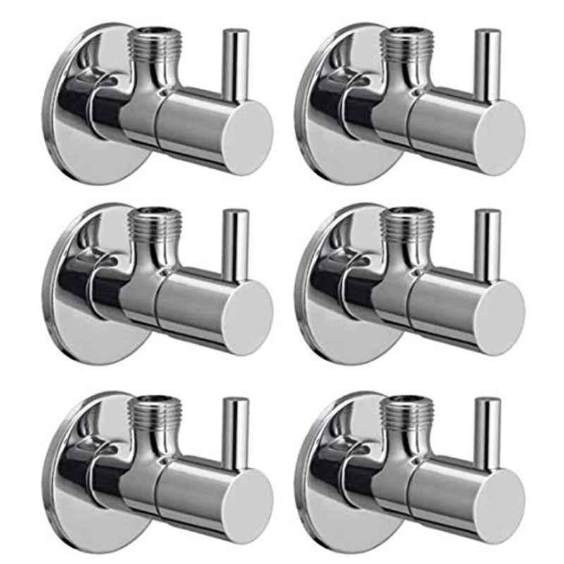 Acrome Turbo Stainless Steel Chrome Finish Angle Valve with Wall Flange (Pack of 6)