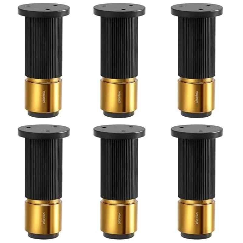 Plantex 4 inch Aluminium Black & Gold Sofa Legs with Rubber Grip, DTS-77 (Pack of 6)