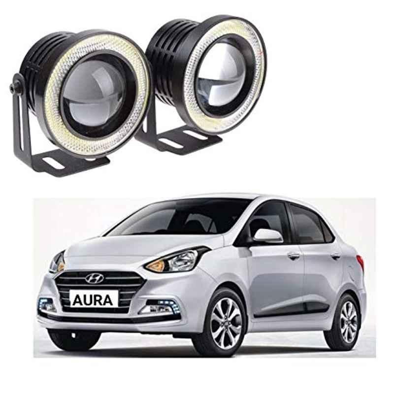 Kozdiko 2 Pcs 15W 3.5 inch High Power White LED Projector COB Fog Light Set with White Angel Eye Ring for Hyundai Aura, koz_72633