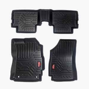 Pruvu 3 Pcs TPE Black 2 Row Car Floor Mat Set for Automatic Tata Nexon 2020, PRU-TFM 039 A