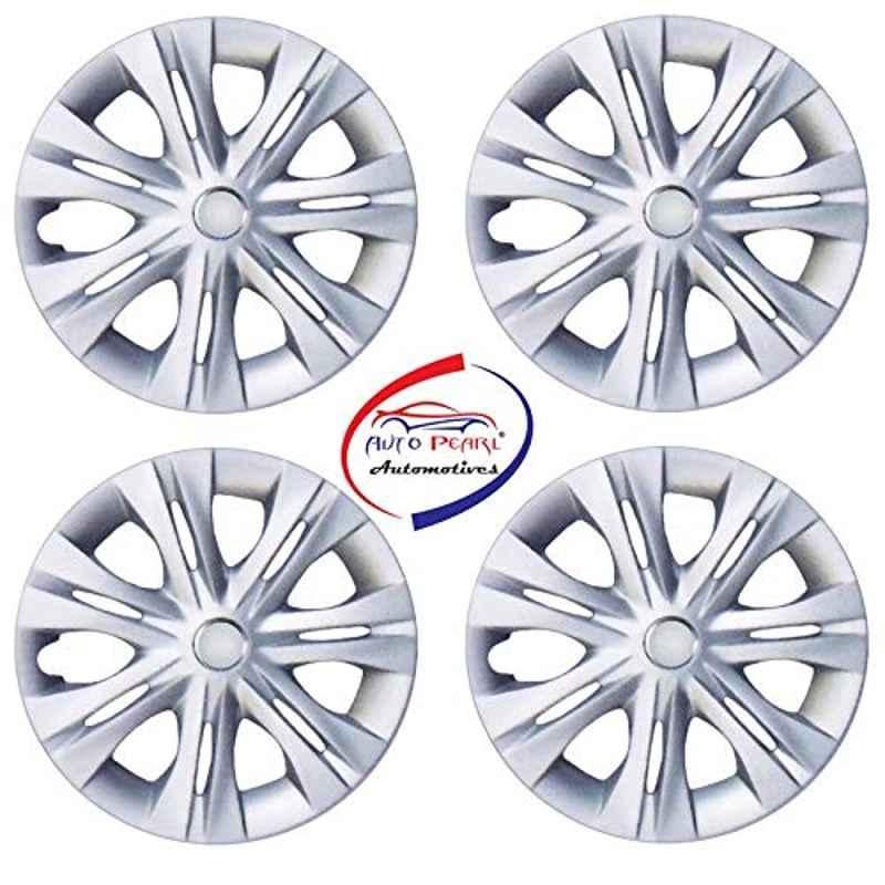 Auto Pearl 4 Pcs 15 inch Silver Universal Wheel Cover Set for All Cars