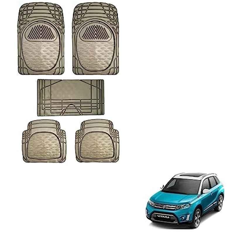 Kozdiko 5 Pcs 6205 Smoke PVC Rubber Car Foot Mat Set for Maruti Suzuki Brezza