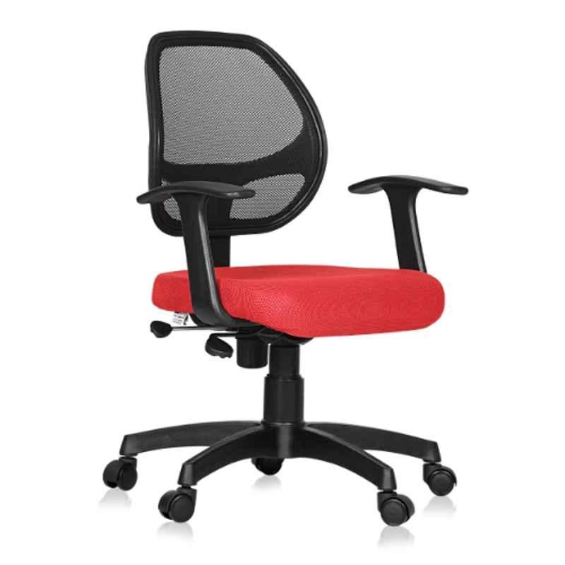 Da URBAN Airex Red Mid Back Mesh Ergonomic Chair with Armrest