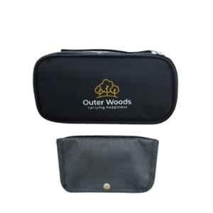 Outer Woods OW-12 8x4x2 inch Black Insulin Cooling Travel Bag with Inner Pouch & 2 Ice Gel Packs for Diabetics