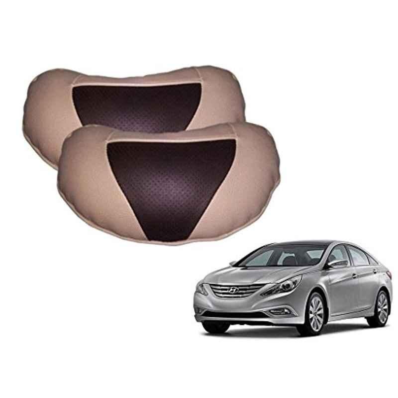 Kozdiko 2 Pcs Brown & Beige Neck Rest Set for Hyundai Sonata, koz_37986