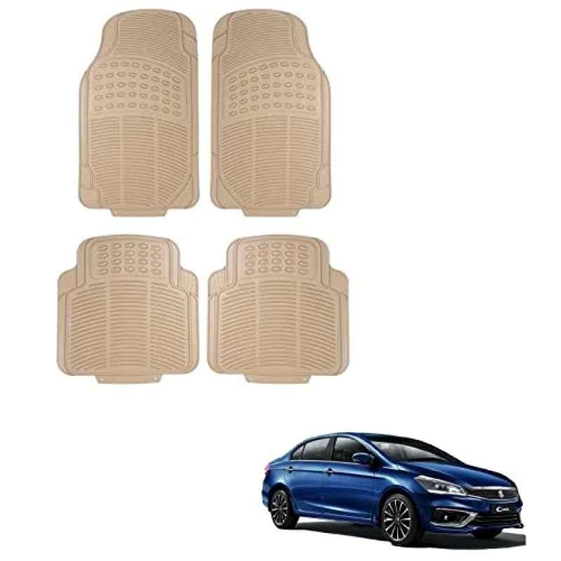 Kozdiko 4 Pcs Rubber Beige Car Simple Floor Mat Set for Maruti Suzuki Ciaz Facelift
