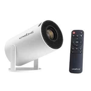 Krisons Razor-009 3500 Lumens White Smart LED Projector with 1080p HD Resolution, Rotatable Design, Built-in Streaming Apps, Screen Mirroring & 3 Watts Speaker
