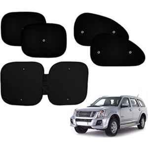 Auto Pearl 5 Pcs PVC & Mesh Black Window & Front Sun Shade Set for Isuzu MU 7