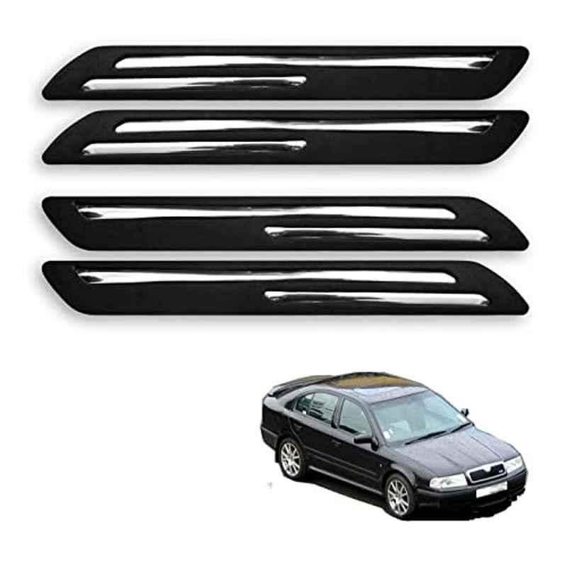 Kozdiko 4 Pcs Rubber Black Double Chrome Strips Car Bumper Protector Guard Set for Skoda Old Octavia