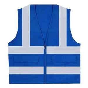 Swati Nylon Sleeveless Blue Industrial Safety Jacket, Size: L