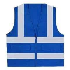 Swati Nylon Sleeveless Blue Industrial Safety Jacket, Size: L