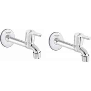 Prestige Flora Stainless Steel Chrome Finish Silver Wall Mounted Long Body Bib Cock Tap (Pack of 2)