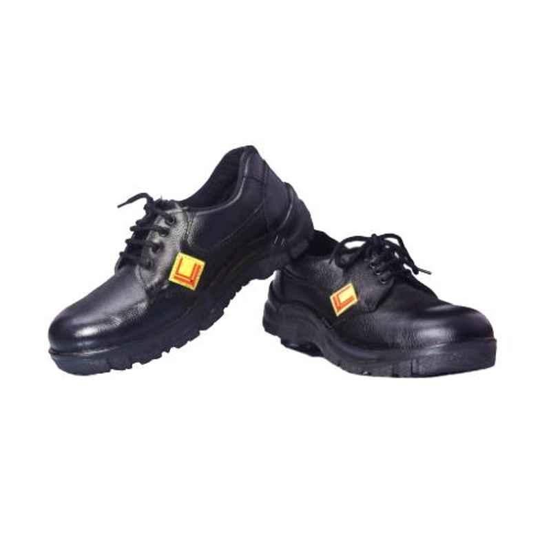 Leather Craft Hummer Steel Toe Black Work Safety Shoes, Size: 8