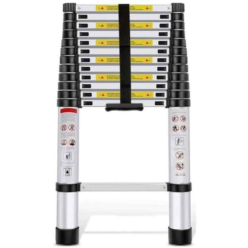 Pro Step 17 Step 23ft Aluminium Silver Foldable Telescopic Ladder with 2 Years Warranty, PSTL07-09