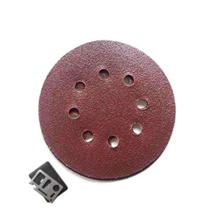 Krost 125mm 8 Hole 150 Grit Aluminium Oxide Red Hook & Loop Sanding/Paper Disc with 11 in 1 Pocket Multitool, KTH567, Style: 50