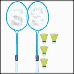 STYRKR Alloy Steel Blue Badminton Racquet Set of 2 Steel Frame with Shuttlecock 4 25 Badminton Kit