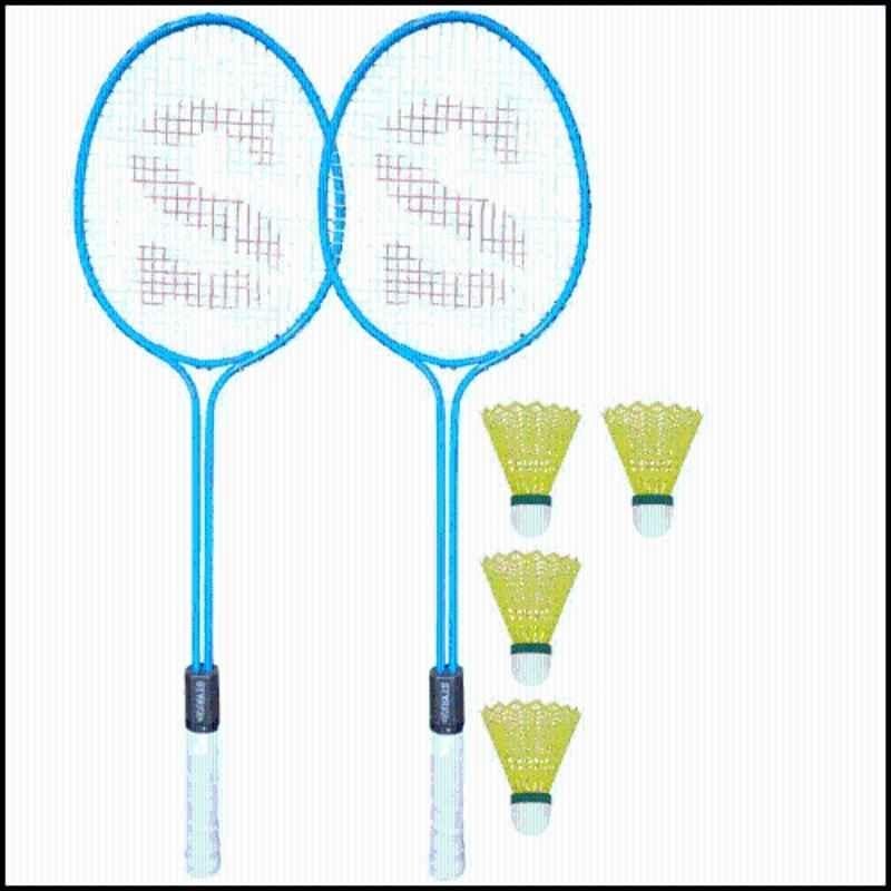 STYRKR Alloy Steel Blue Badminton Racquet Set of 2 Steel Frame with Shuttlecock 4 25 Badminton Kit