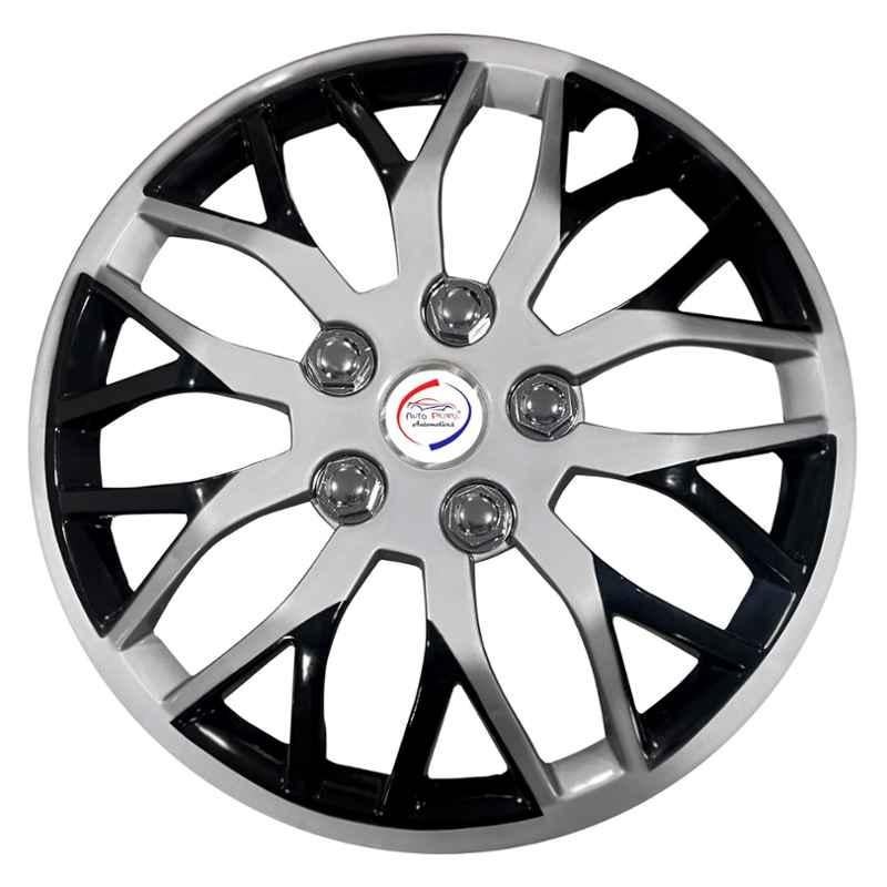 Auto Pearl 4 Pcs 14 inch Polypropylene Silver & Black Press Type Car Wheel Cover Set with Retention Ring for Maruti Suzuki WagonR 2019-2020, WC14in_VIVA_Sil_Blk_WagonR_2019_20