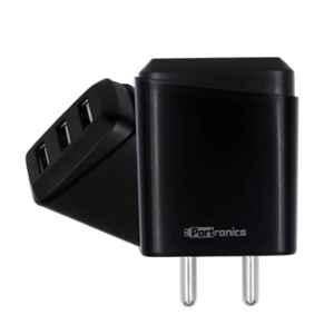 Portronics Adapto 96 Black 3.1A Adapter with Triple USB Port, POR-096