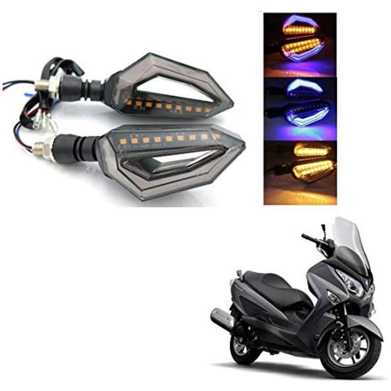 Kozdiko 4 Pcs Bike D Shaped 9 LED Front & Rear Side Turn Signal Indicator Light Set for Suzuki Burgman Street