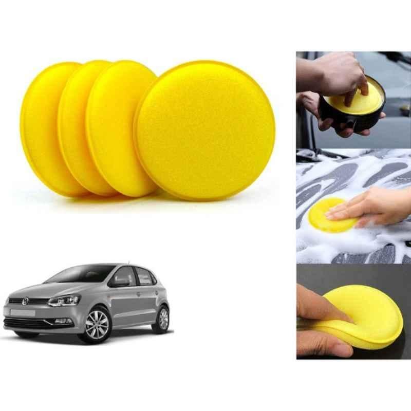 Auto Pearl Polyurethane Beige Washing & Waxing Polish Foam Sponge for Polo Exquisite 2013 (Pack of 4)