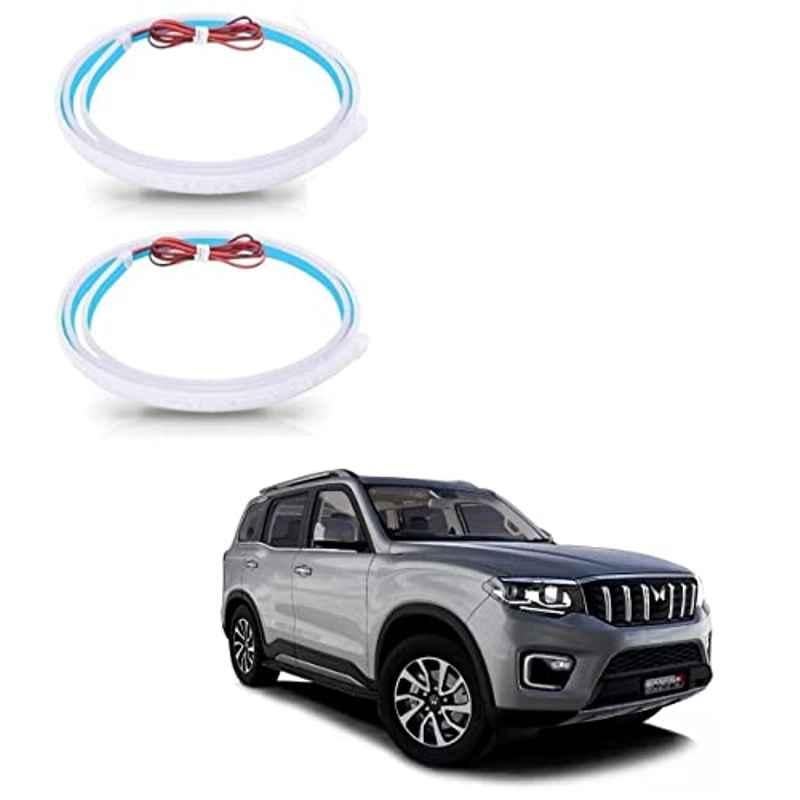 Kozdiko 2 Pcs Red & Ice Blue 144 LED Strobe Flashing Car Door Warning Light Set For Mahindra Scorpio-N-2022