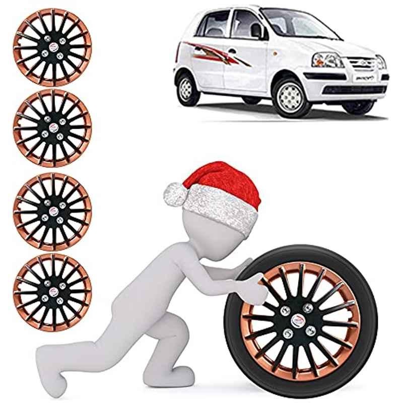 Auto Pearl 4 Pcs 13 inch ABS Camry Copper & Black Car Wheel Cover Set for Hyundai Santro Xing