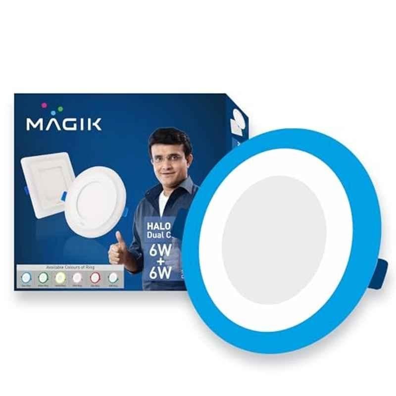 Magik Halo 6+6W 6500K Cool White & Blue Dual Colour LED Panel Light, PCHA06CB4165