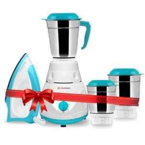 Longway Pluto 600W ABS White & Blue Mixer Grinder with 3 Jars & Kwid 750W Dry Iron Combo, DSQW-78688110