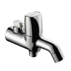 Hindware Cedar Stainless Steel Chrome Bib Cock 2 Way with Wall Flange, F720004CP